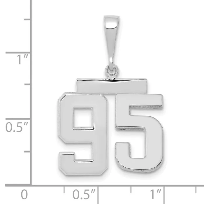 Goldia Charm Necklaces 14k White Goldw Medium Polished Number 95 Charm