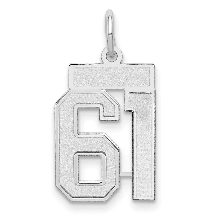 Goldia Charm Necklaces 14k White Goldw Small Satin Number 61 Charm