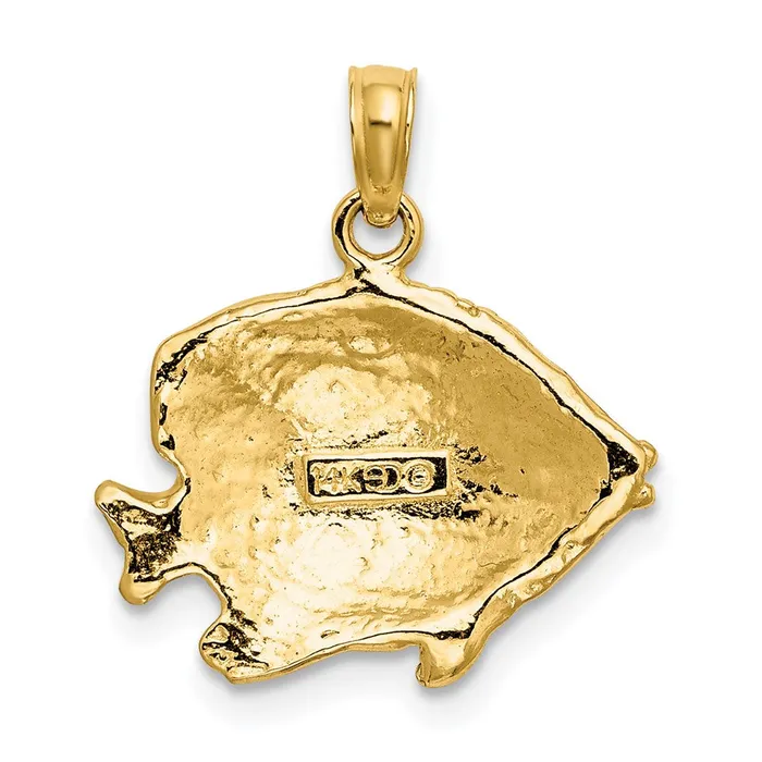 Goldia Charm Necklaces 14k Yellow Gold 2D Polished Engraved Fish Charm