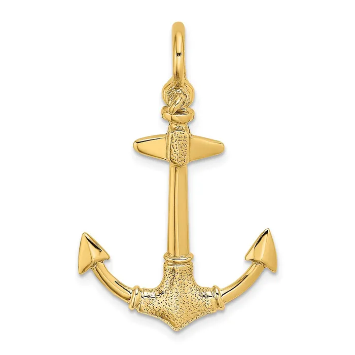 Goldia Charm Necklaces 14k Yellow Gold 3D Texture Anchor Charm
