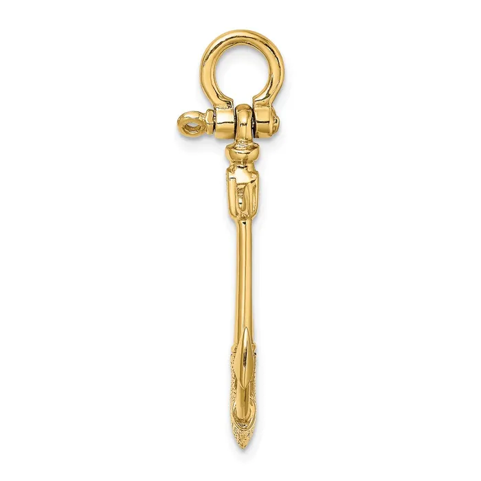 Goldia Charm Necklaces 14k Yellow Gold 3D Texture Anchor Charm