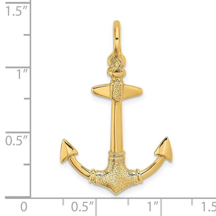 Goldia Charm Necklaces 14k Yellow Gold 3D Texture Anchor Charm