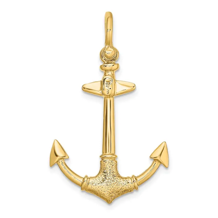 Goldia Charm Necklaces 14k Yellow Gold 3D Texture Anchor Charm