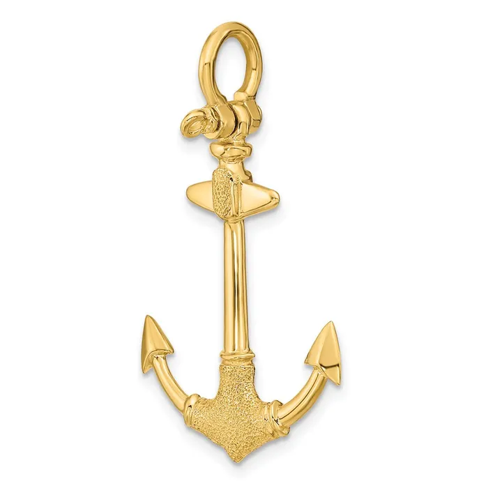 Goldia Charm Necklaces 14k Yellow Gold 3D Texture Anchor Charm