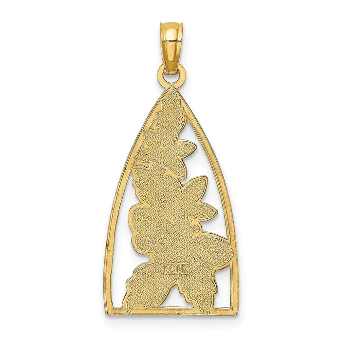 Goldia Charm Necklaces 14k Yellow Gold Enameled Bumblebee and Flowers Triangle Charm