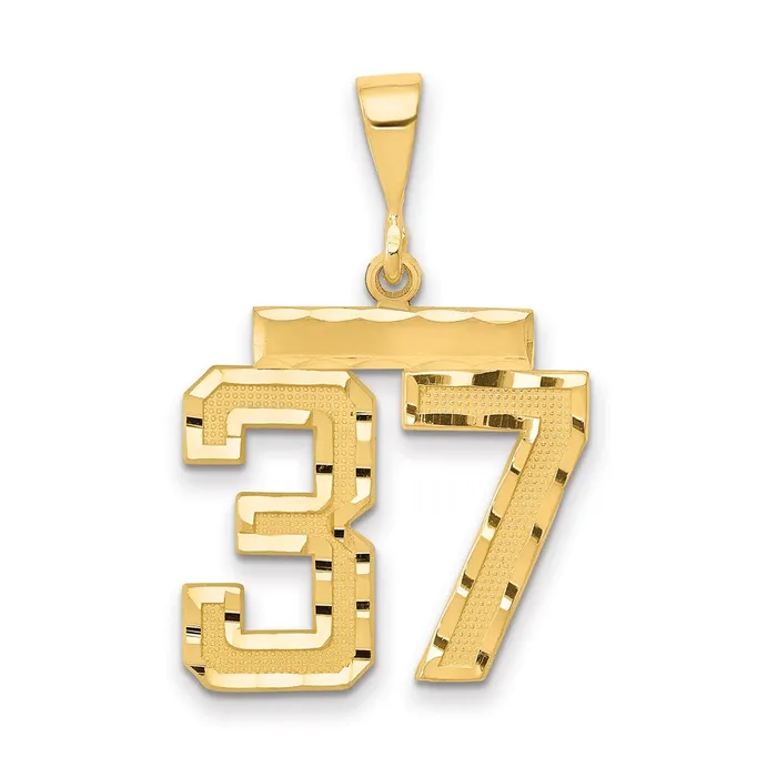 Goldia Charm Necklaces 14k Yellow Gold Medium Diamondcut Number 37 Charm