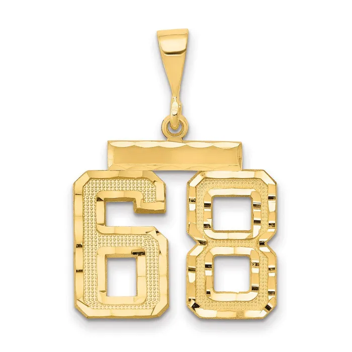 Goldia Charm Necklaces 14k Yellow Gold Medium Diamondcut Number 68 Charm Goldia Charm Necklaces 14k Yellow Gold Medium Diamondcut Number 68 Charm