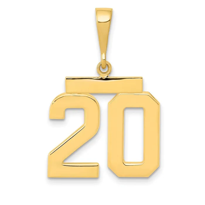 Goldia Charm Necklaces 14k Yellow Gold Medium Polished Number 20 Charm