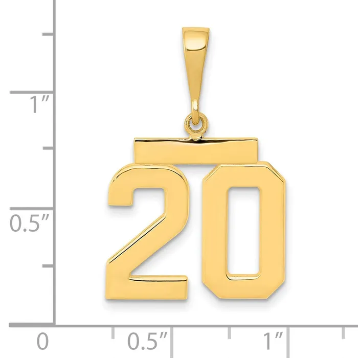 Goldia Charm Necklaces 14k Yellow Gold Medium Polished Number 20 Charm