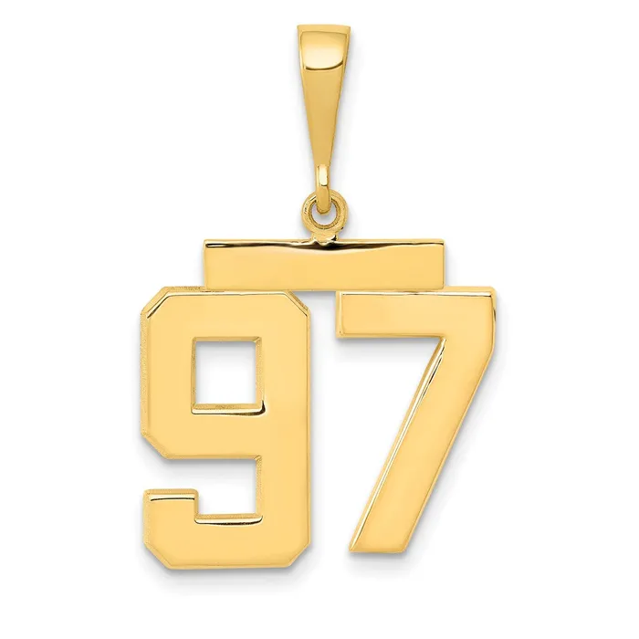 Goldia Charm Necklaces 14k Yellow Gold Medium Polished Number 97 Charm
