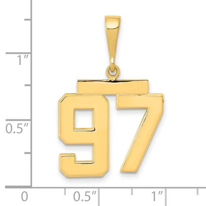Goldia Charm Necklaces 14k Yellow Gold Medium Polished Number 97 Charm