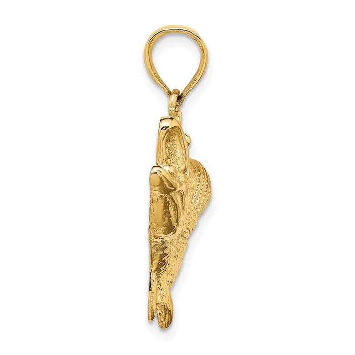 Goldia Charm Necklaces 14k Yellow Gold Open Mouth Bass Fish Charm