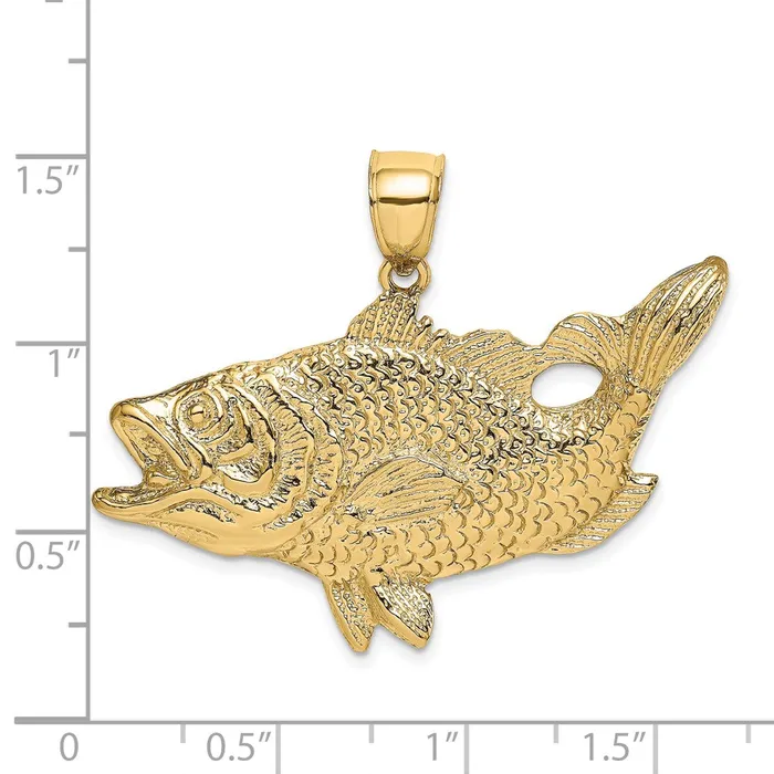 Goldia Charm Necklaces 14k Yellow Gold Open Mouth Bass Fish Charm