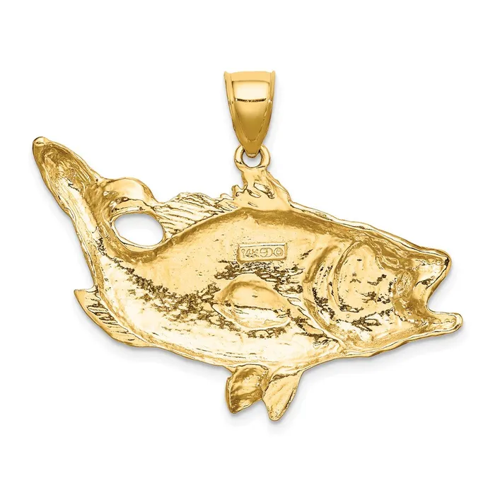 Goldia Charm Necklaces 14k Yellow Gold Open Mouth Bass Fish Charm