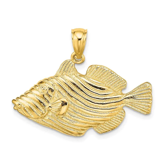 Goldia Charm Necklaces 14k Yellow Gold Polished Engraved Striped Fish Charm Goldia Charm Necklaces 14k Yellow Gold Polished Engraved Striped Fish Charm