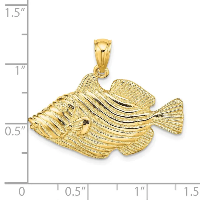 Goldia Charm Necklaces 14k Yellow Gold Polished Engraved Striped Fish Charm