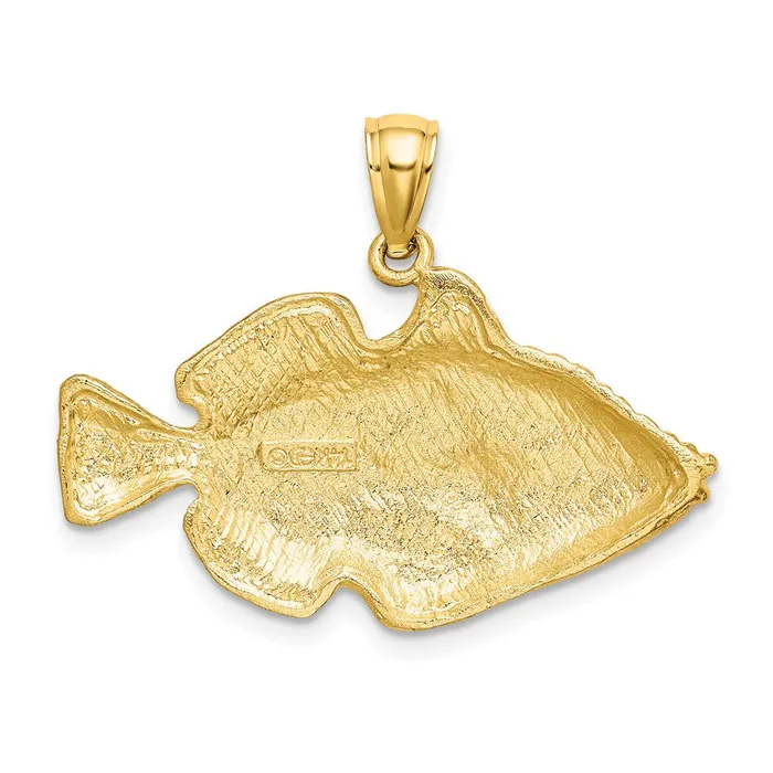 Goldia Charm Necklaces 14k Yellow Gold Polished Engraved Striped Fish Charm