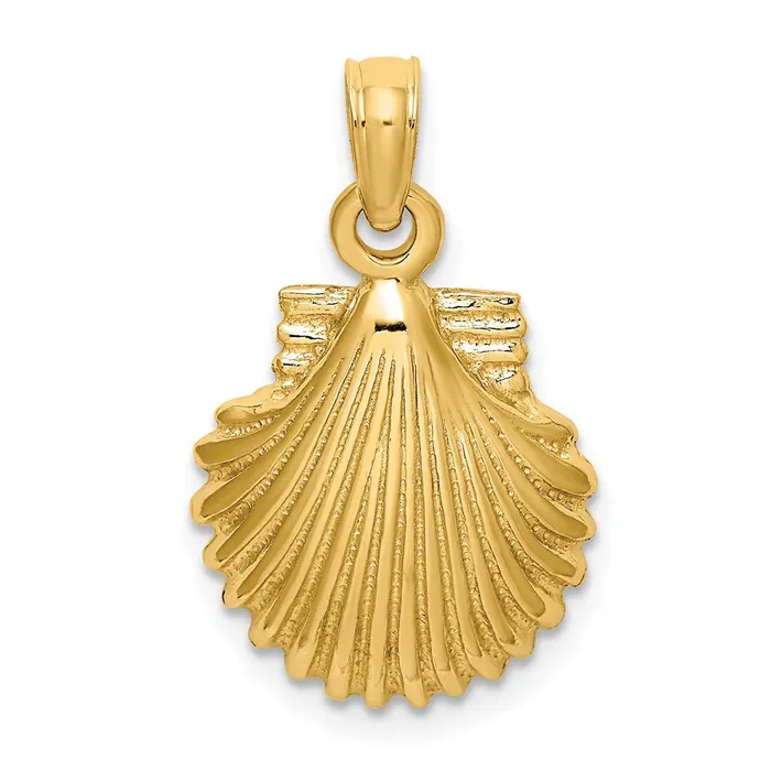 Goldia Charm Necklaces 14k Yellow Gold Polished Scallop Shell Charm