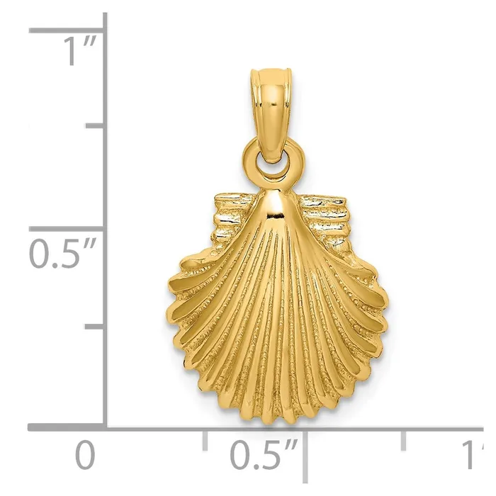Goldia Charm Necklaces 14k Yellow Gold Polished Scallop Shell Charm