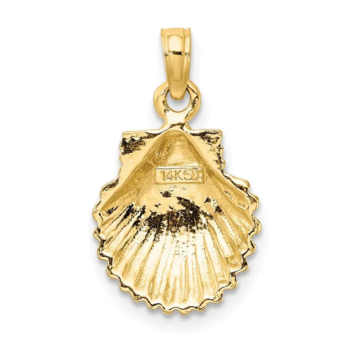 Goldia Charm Necklaces 14k Yellow Gold Polished Scallop Shell Charm