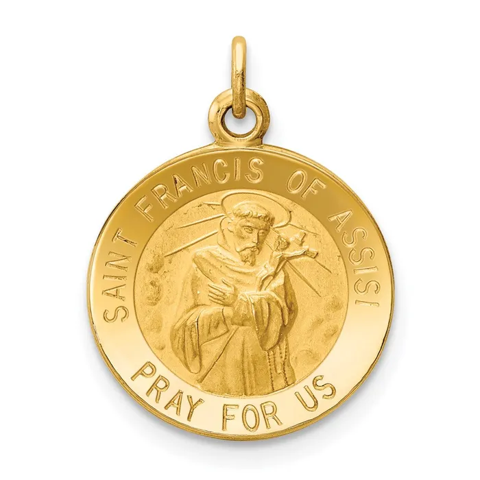 Goldia Charm Necklaces 14k Yellow Gold Saint Francis of Assisi Medal Charm