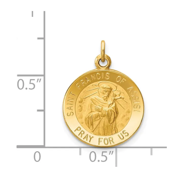 Goldia Charm Necklaces 14k Yellow Gold Saint Francis of Assisi Medal Charm