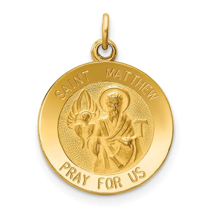 Goldia Charm Necklaces 14k Yellow Gold Saint Matthew Medal Charm