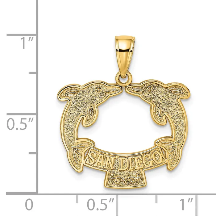 Goldia Charm Necklaces 14k Yellow Gold SAN DIEGO w Dolphins Charm