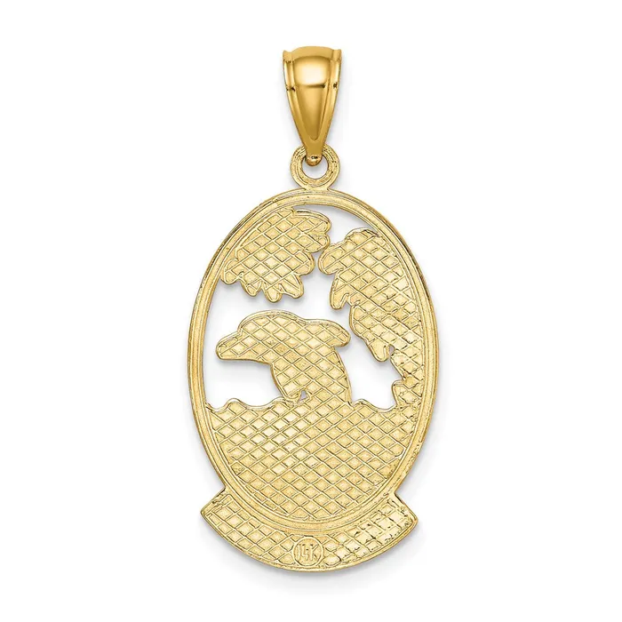 Goldia Charm Necklaces 14k Yellow Gold ST THOMAS wDolphin Sunset Scene Charm