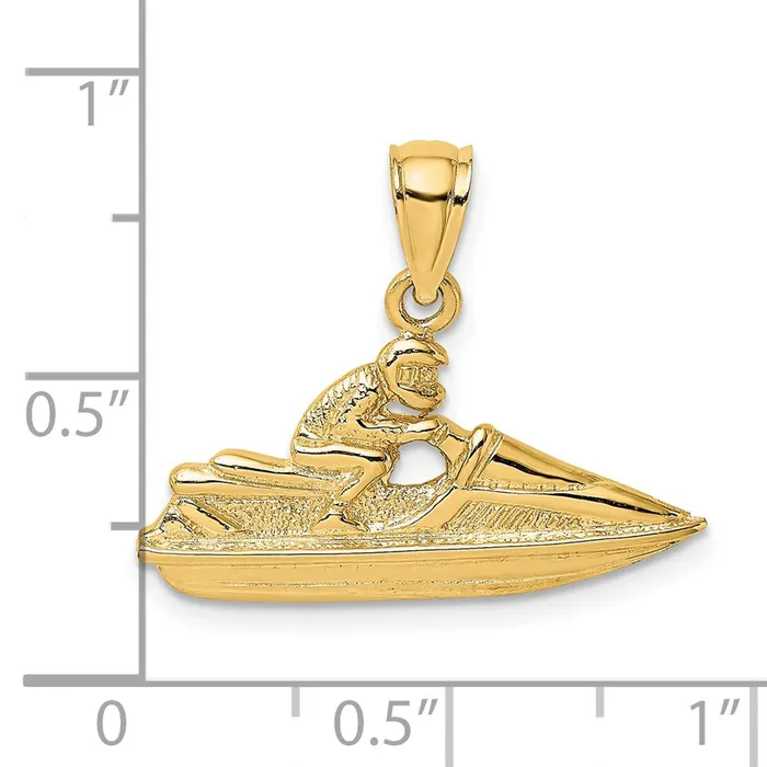Goldia Charm Necklaces 14k Yellow Gold Textured 2D Jet Ski Charm