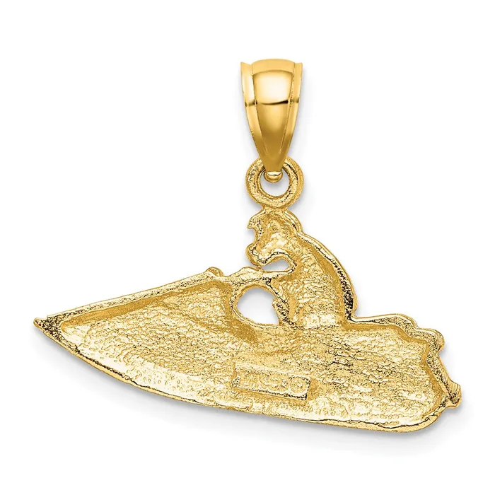 Goldia Charm Necklaces 14k Yellow Gold Textured 2D Jet Ski Charm