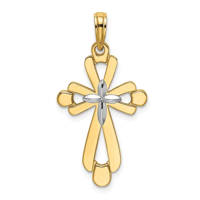 Goldia Charm Necklaces 14k Yellow u0026 Rhodium Gold W Rhodium Polished Fancy Cross Charm Goldia Charm Necklaces 14k Yellow u0026 Rhodium Gold W Rhodium Polished Fancy Cross Charm