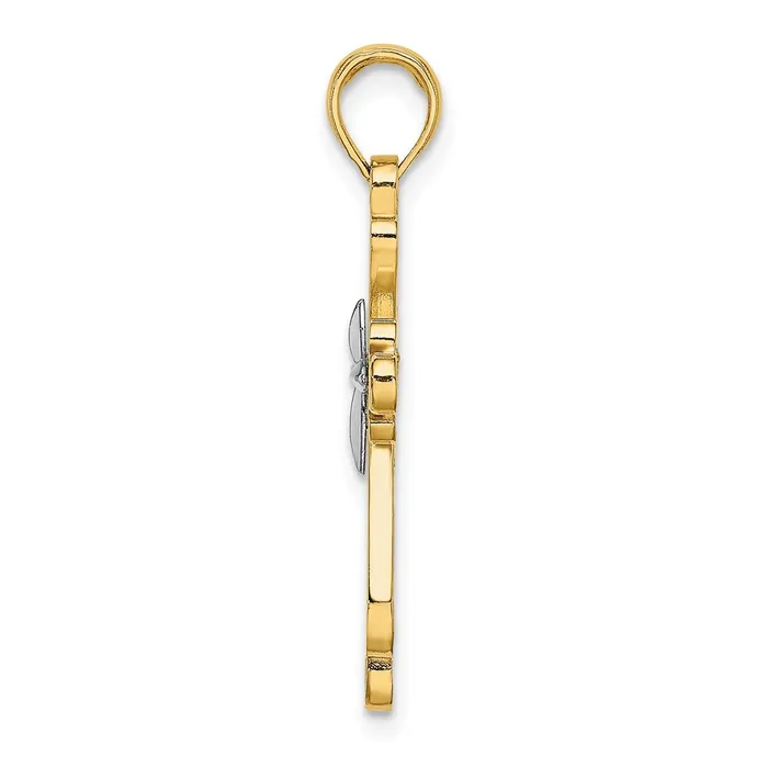 Goldia Charm Necklaces 14k Yellow u0026 Rhodium Gold W Rhodium Polished Fancy Cross Charm