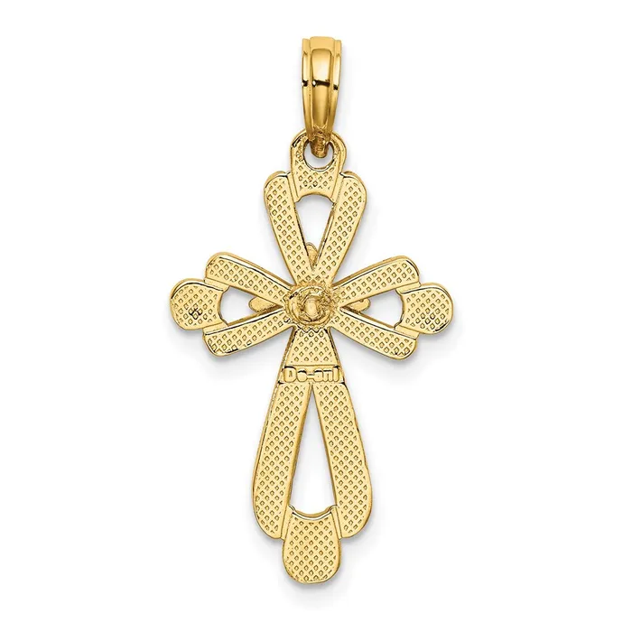 Goldia Charm Necklaces 14k Yellow u0026 Rhodium Gold W Rhodium Polished Fancy Cross Charm
