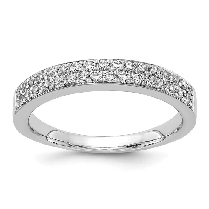 Goldiacom 14k White Gold 2row Real Diamond Band Rings