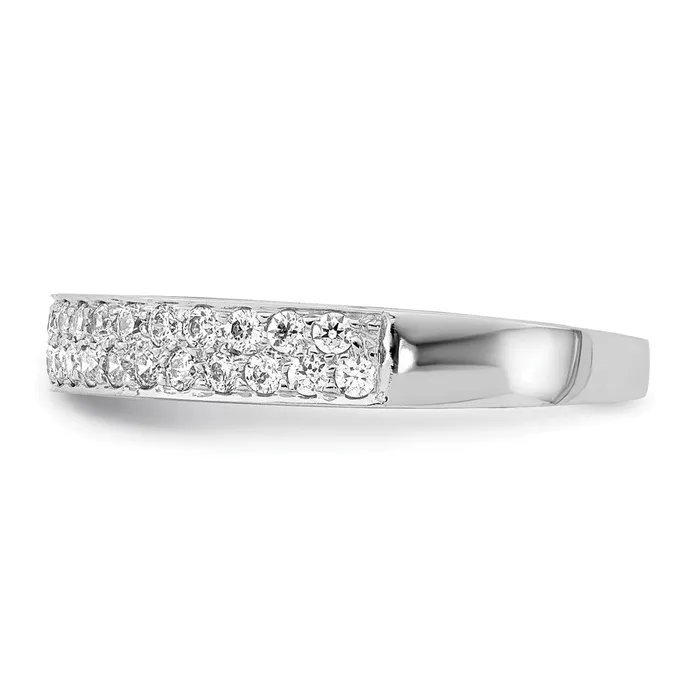 Goldiacom 14k White Gold 2row Real Diamond Band Rings