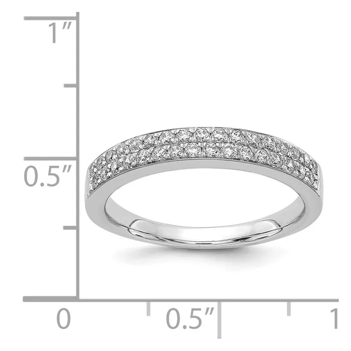 Goldiacom 14k White Gold 2row Real Diamond Band Rings
