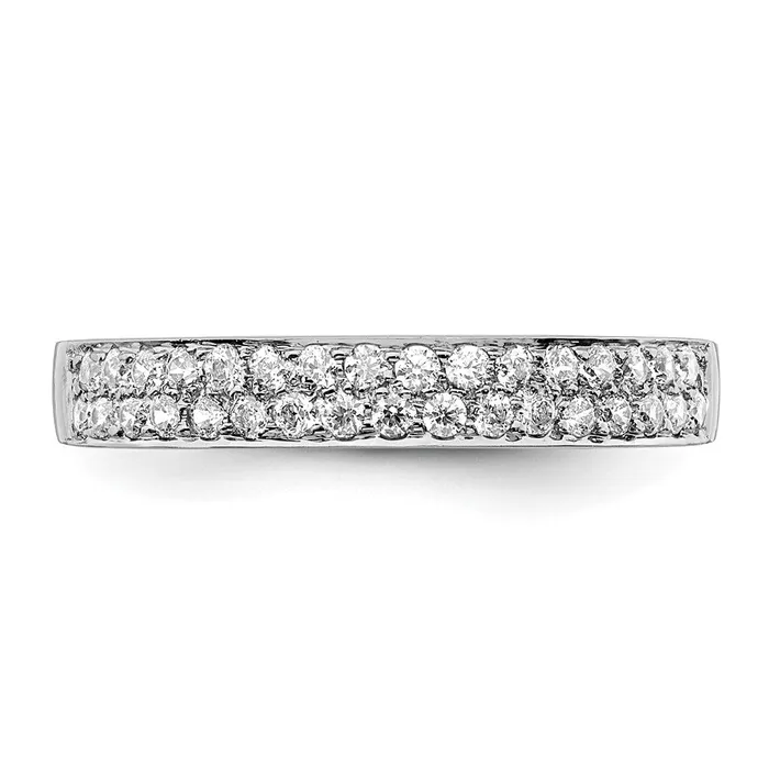Goldiacom 14k White Gold 2row Real Diamond Band Rings