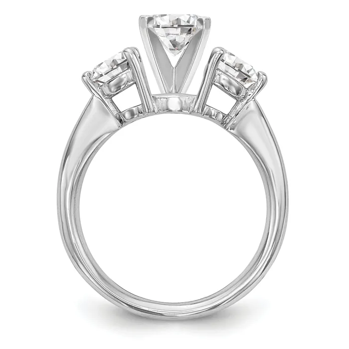 Goldiacom 14K White Gold 3 Stone Diamond Peg Set Engagement Ring Rings