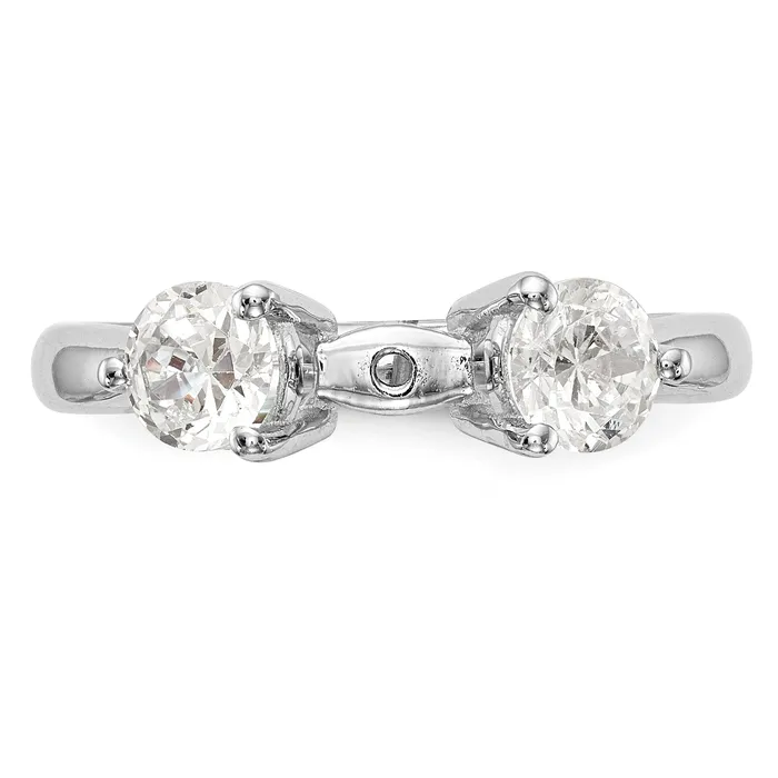 Goldiacom 14K White Gold 3 Stone Diamond Peg Set Engagement Ring Rings