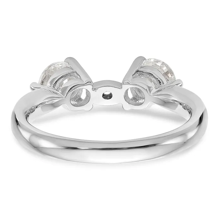 Goldiacom 14K White Gold 3 Stone Diamond Peg Set Engagement Ring Rings