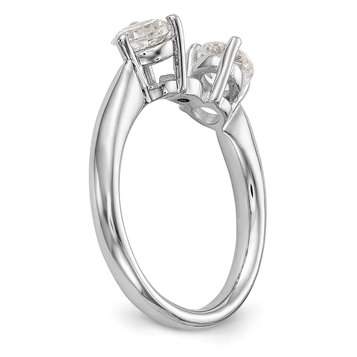 Goldiacom 14K White Gold 3 Stone Diamond Peg Set Engagement Ring Rings