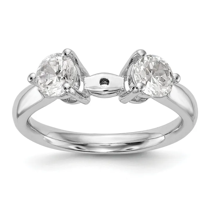 Goldiacom 14K White Gold 3 Stone Diamond Peg Set Engagement Ring Rings