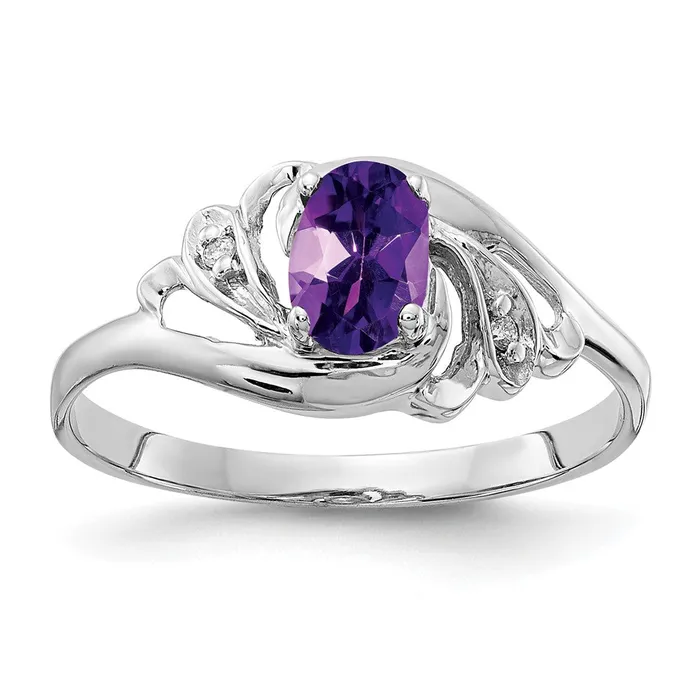 Goldiacom 14k White Gold 6x4mm Oval Amethyst Checker AAA Real Diamond ring Rings Goldiacom 14k White Gold 6x4mm Oval Amethyst Checker AAA Real Diamond ring Rings