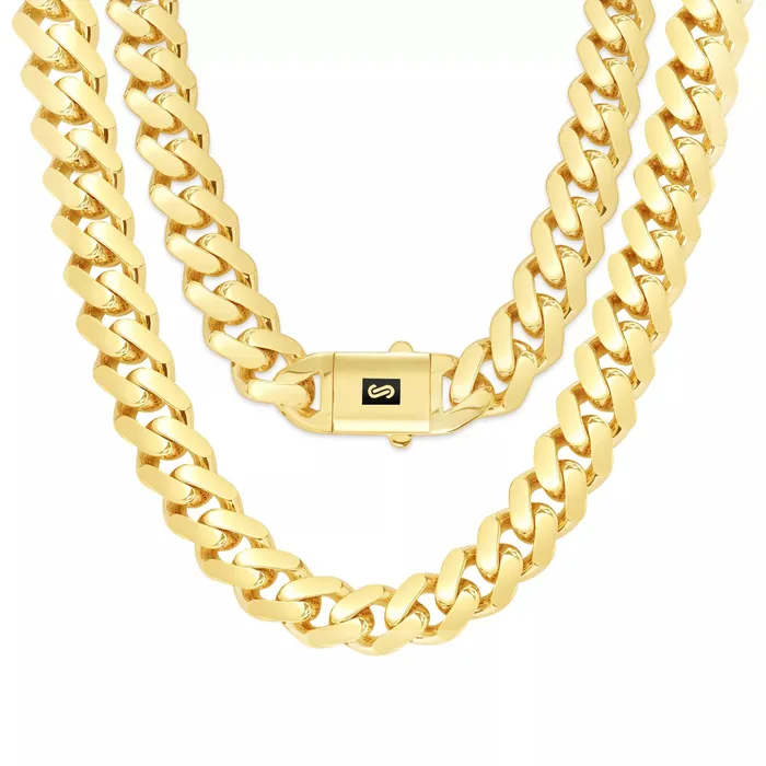Goldiacom Necklaces 10k Yellow Gold Royal Monaco Miami Cuban Link 11mm Chain Pendant Necklace 30 Goldiacom Necklaces 10k Yellow Gold Royal Monaco Miami Cuban Link 11mm Chain Pendant Necklace 30