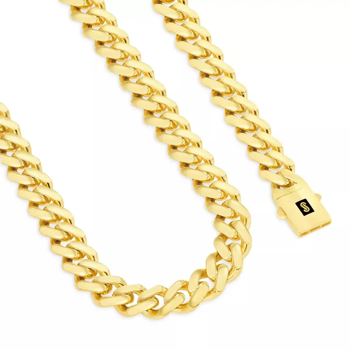 Goldiacom Necklaces 10k Yellow Gold Royal Monaco Miami Cuban Link 11mm Chain Pendant Necklace 30
