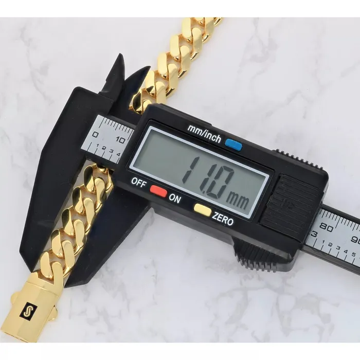 Goldiacom Necklaces 10k Yellow Gold Royal Monaco Miami Cuban Link 11mm Chain Pendant Necklace 30