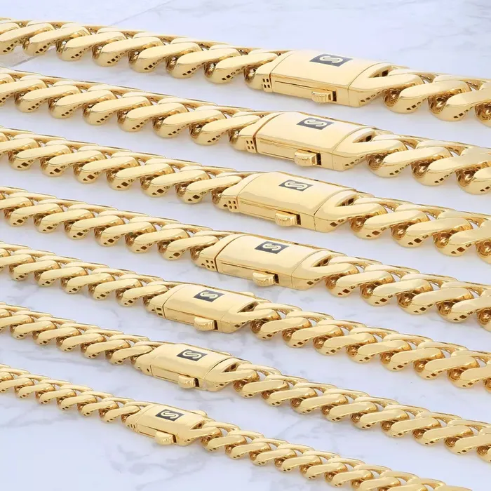 Goldiacom Necklaces 10k Yellow Gold Royal Monaco Miami Cuban Link 11mm Chain Pendant Necklace 30