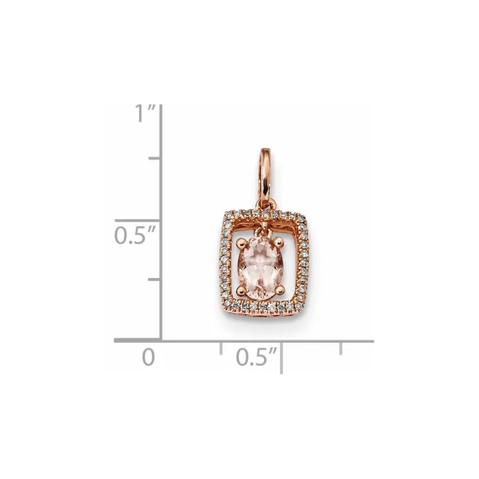 Goldiacom Necklaces 14k Rose Gold with Morganite and Diamond Pendant