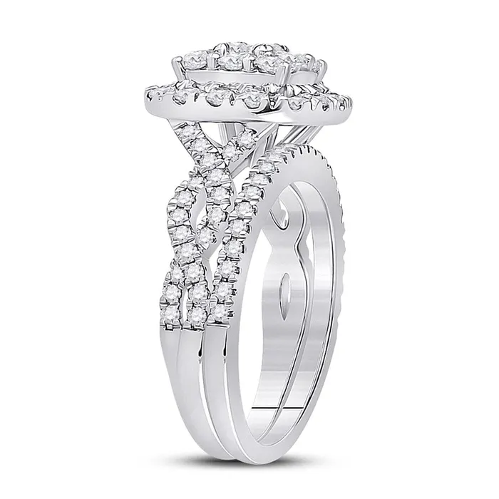 Goldiacom Rings 1 12 Ct Round Diamond Bridal Engagement Ring Set 14K White Gold Goldiacom Rings 1 12 Ct Round Diamond Bridal Engagement Ring Set 14K White Gold